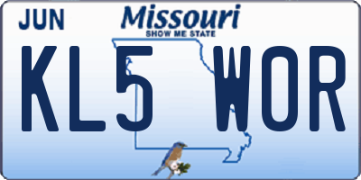 MO license plate KL5W0R
