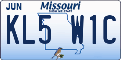 MO license plate KL5W1C