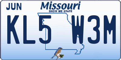 MO license plate KL5W3M