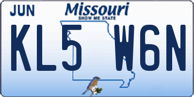 MO license plate KL5W6N