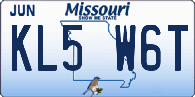 MO license plate KL5W6T