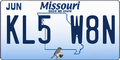 MO license plate KL5W8N