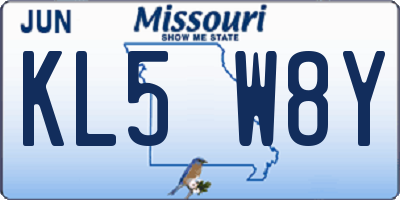 MO license plate KL5W8Y