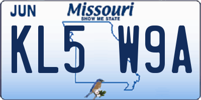 MO license plate KL5W9A