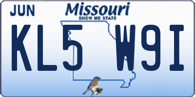 MO license plate KL5W9I