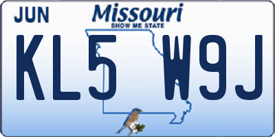 MO license plate KL5W9J