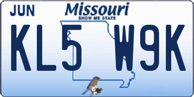 MO license plate KL5W9K