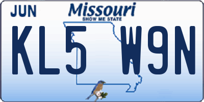 MO license plate KL5W9N