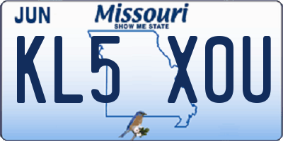 MO license plate KL5X0U