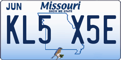 MO license plate KL5X5E