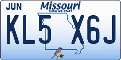 MO license plate KL5X6J