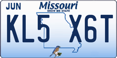 MO license plate KL5X6T