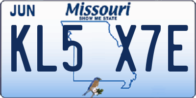 MO license plate KL5X7E