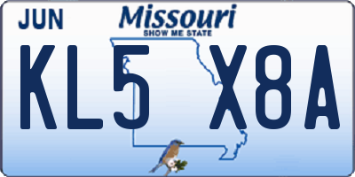 MO license plate KL5X8A