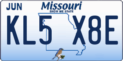 MO license plate KL5X8E