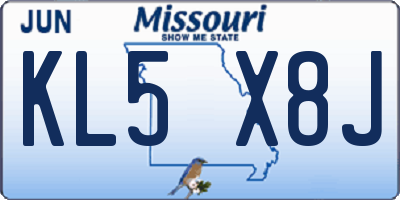MO license plate KL5X8J