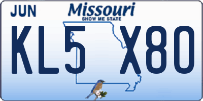 MO license plate KL5X8O
