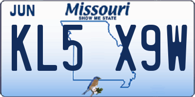 MO license plate KL5X9W