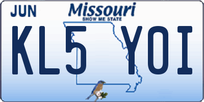 MO license plate KL5Y0I