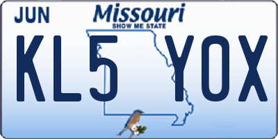 MO license plate KL5Y0X