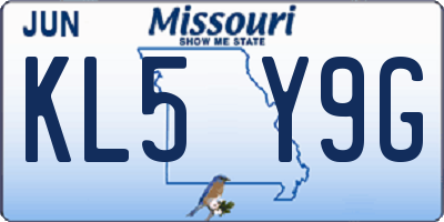 MO license plate KL5Y9G