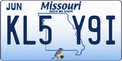 MO license plate KL5Y9I