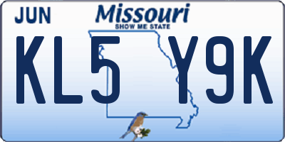 MO license plate KL5Y9K