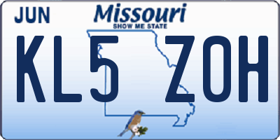 MO license plate KL5Z0H