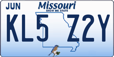 MO license plate KL5Z2Y