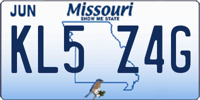MO license plate KL5Z4G