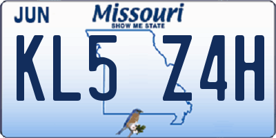 MO license plate KL5Z4H