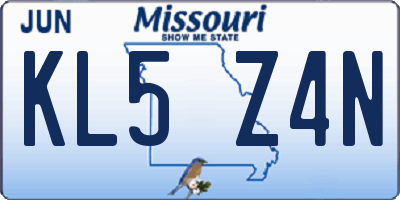 MO license plate KL5Z4N