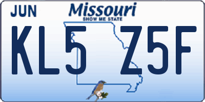 MO license plate KL5Z5F