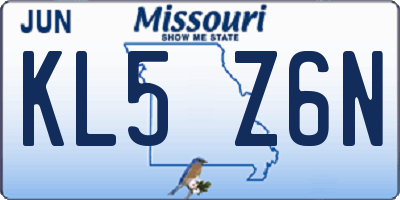 MO license plate KL5Z6N