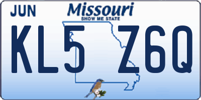 MO license plate KL5Z6Q