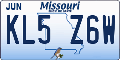 MO license plate KL5Z6W