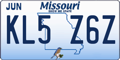 MO license plate KL5Z6Z