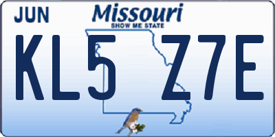 MO license plate KL5Z7E