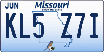 MO license plate KL5Z7I