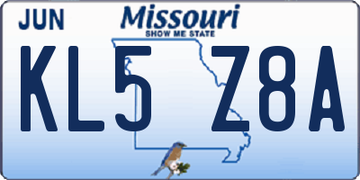 MO license plate KL5Z8A