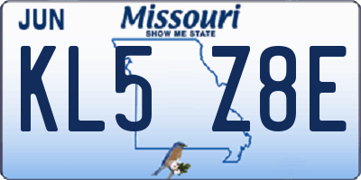 MO license plate KL5Z8E