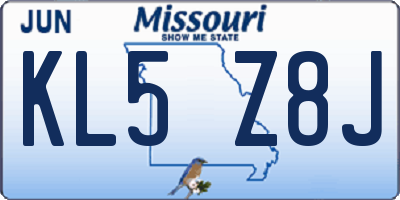 MO license plate KL5Z8J