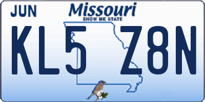 MO license plate KL5Z8N