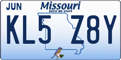 MO license plate KL5Z8Y