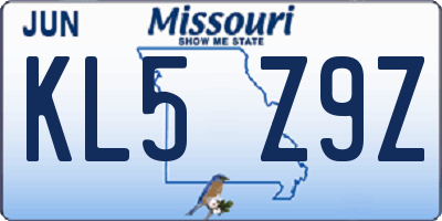 MO license plate KL5Z9Z