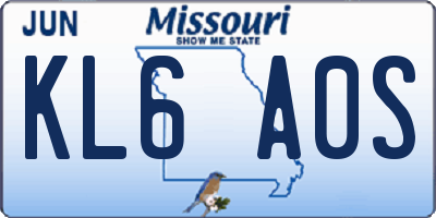 MO license plate KL6A0S