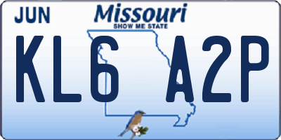 MO license plate KL6A2P