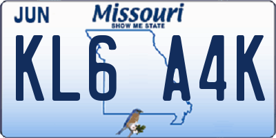 MO license plate KL6A4K