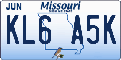 MO license plate KL6A5K