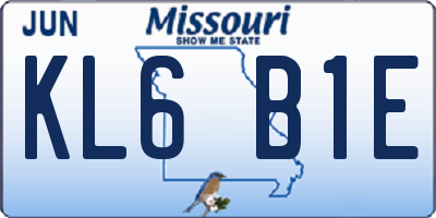 MO license plate KL6B1E